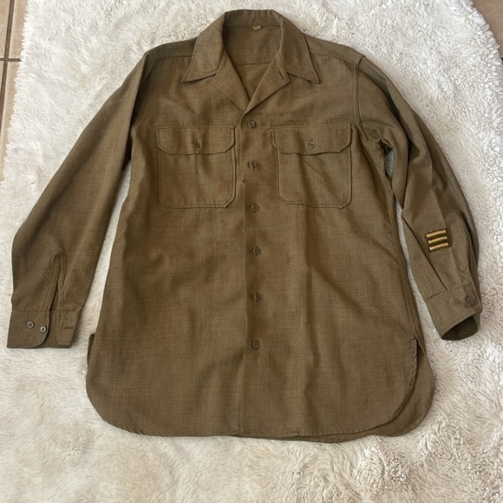 Original WWIl USAAF Olive Green Military Shirt Size 15 1/2 33